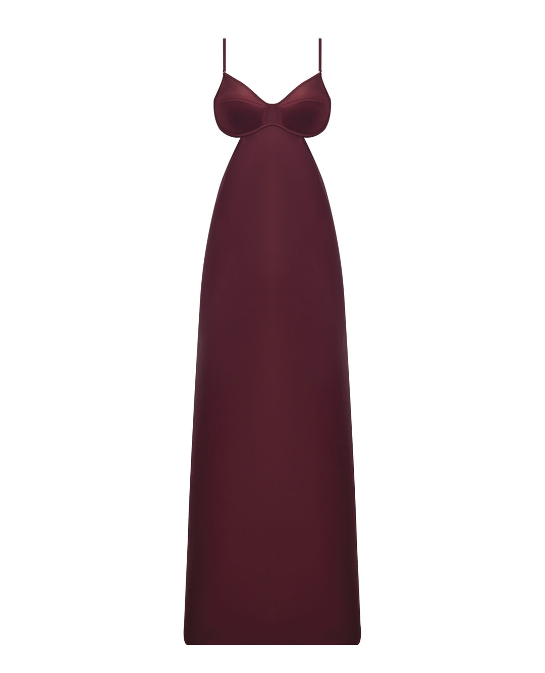 Brigeta Satin Cut Out Long Dress - Burgundy LG