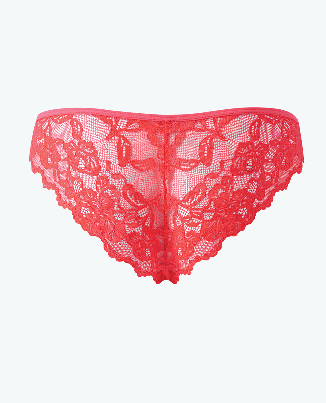Bella Lace Up Tanga Panty w/Jewel Detail - Coral 1X/2X