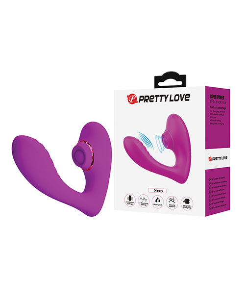 Pretty Love Nauty Thumping &amp; Vibrating Insertable Vibrator - Fuchsia