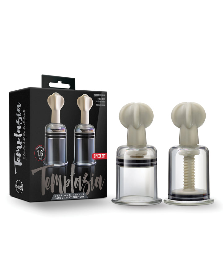 Blush Temptasia Clit &amp; Nipple Large Twist Suckers - Clear Set of 2