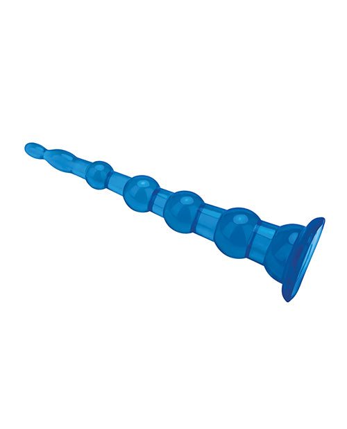 Blue Line C &amp; B 8.5" Anal Beads w/Suction Base - Jelly Blue