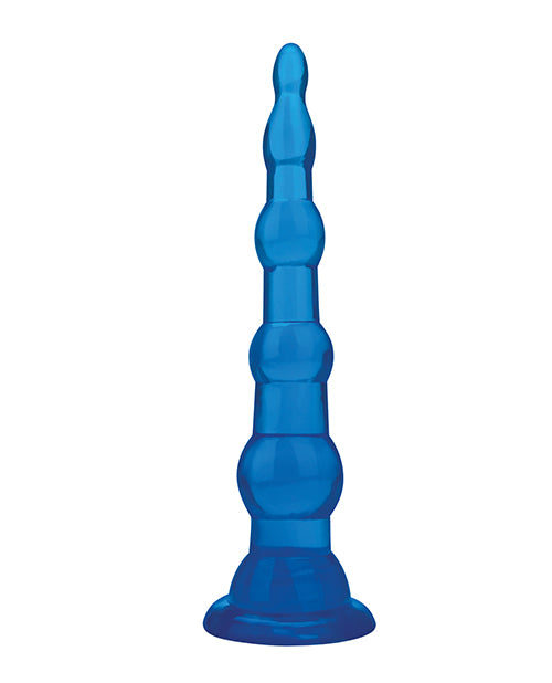 Blue Line C &amp; B 6.75" Anal Beads w/Suction Base - Jelly Blue