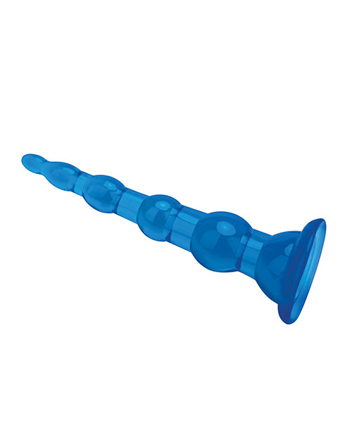 Blue Line C &amp; B 6.75" Anal Beads w/Suction Base - Jelly Blue