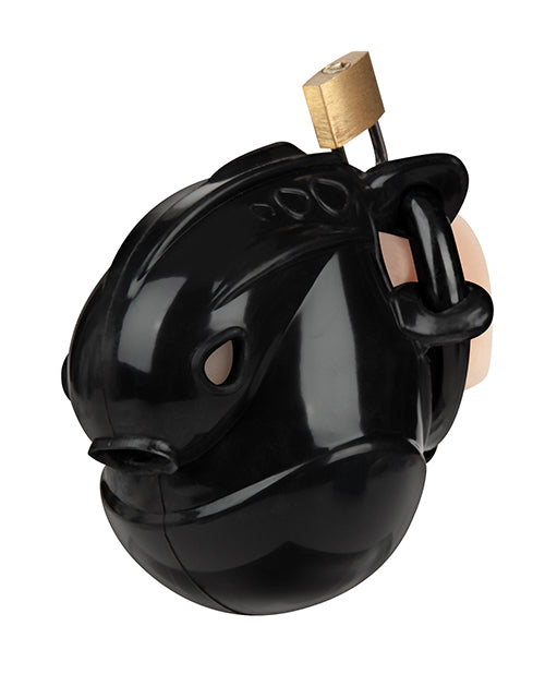 Full Restraint Silicone Cock &amp; Balls Chastity Device - 100% Coverage Black