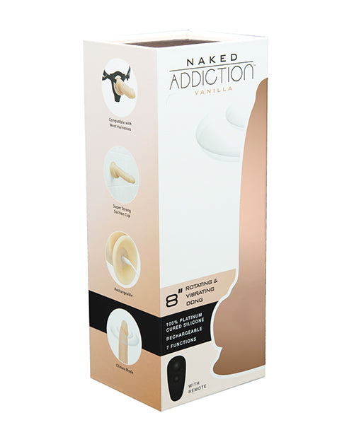 Naked Addiction 8" Rotating &amp; Vibrating Dong - Flesh