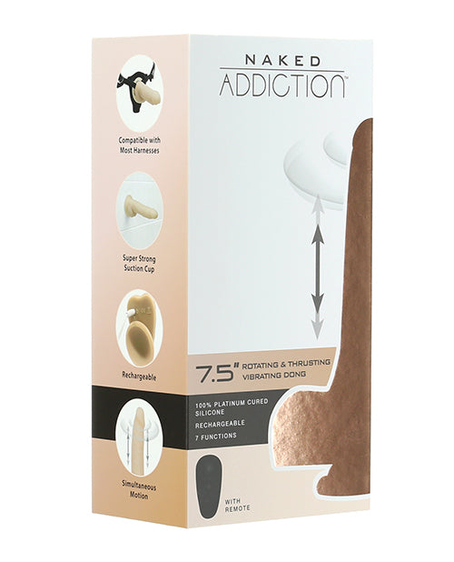 Naked Addiction The Freak 7.5" Rotating &amp; Thrusting Vibrating Dong - Ivory