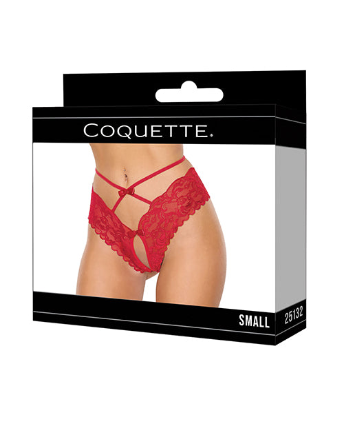 Lace Hipster Panty w/Bow Detail - Red XL
