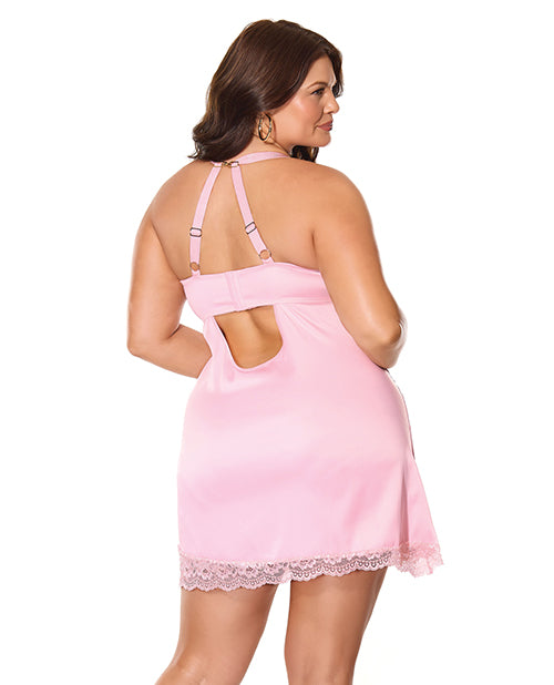 Kissed by Satin Underwire Chemise - Pink 3X/4X