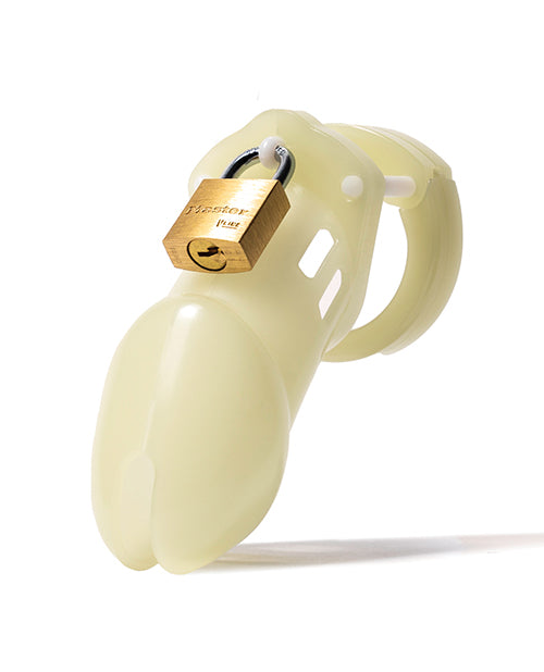 CB-6000 3 1/4" Cock Cage &amp; Lock Set - Glow in the Dark