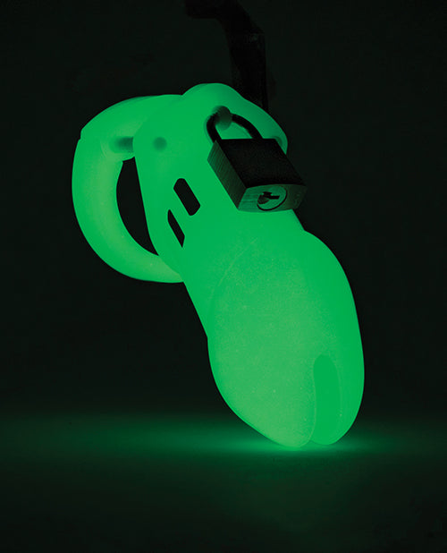 CB-6000 3 1/4" Cock Cage &amp; Lock Set - Glow in the Dark