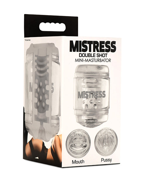 Curve Toys Mistress Double Shot Mini Masturbator Mouth &amp; Pussy - Clear