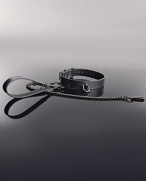 Pleasure Collection Gunmetal Glam Collar &amp; Leash w/Removable Chain