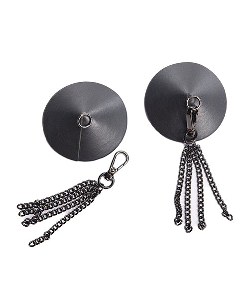 Pleasure Collection Gunmetal Glam Pasties w/Removeable Chain Tassels
