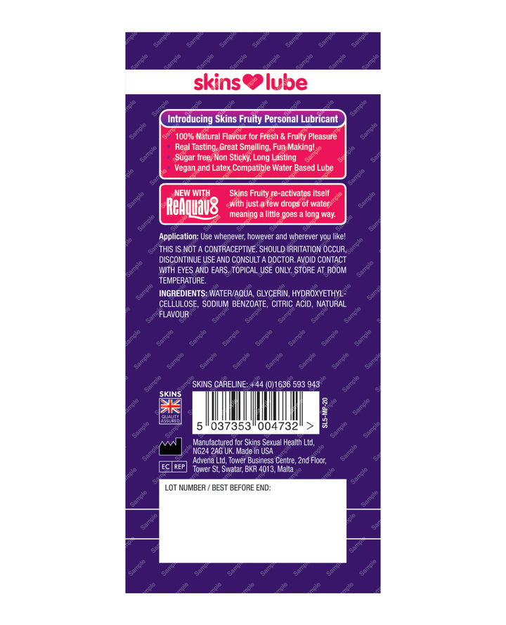 Skins Water Based Lubricant - 5 ml Foil Mango &amp; Passionfruit