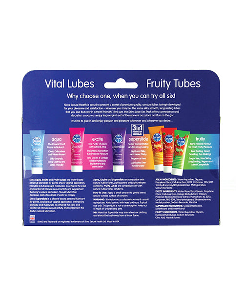 Skins Vital Lubes &amp; Fruity Tubes - 12 ml Tubes Pack of 6