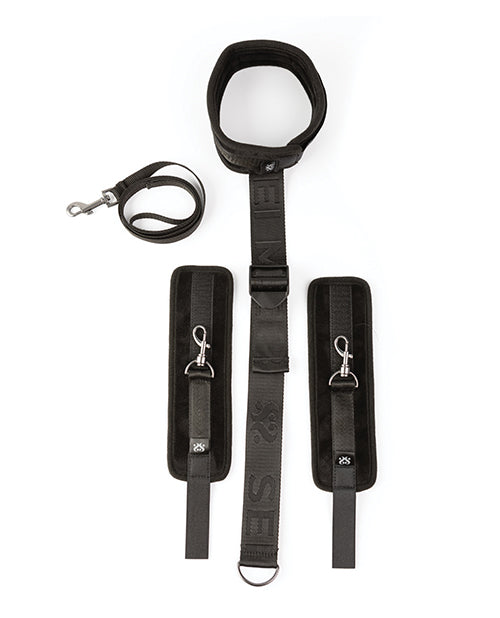 Sei Mio Neck Firmly in Check Adjustable Neck &amp; Wrist Restraint Kit - Black