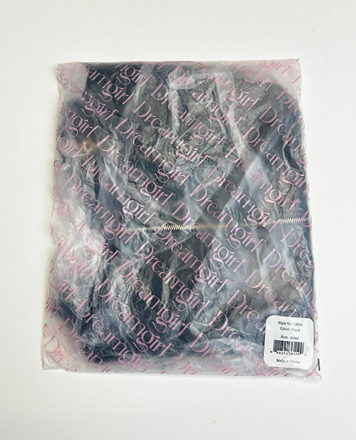 Embroidered Stretch Faux Leather and Mesh Chemise - Black SM