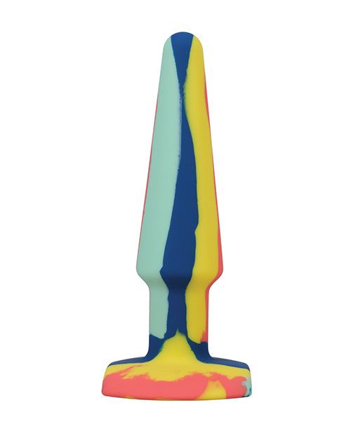 A Play 5" Groovy Silicone Anal Plug - Multicolor/Yellow