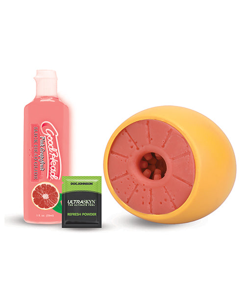GoodHead Grapefruit Blowjob Set Includes Stroker &amp; Slick Head Glide - 1 oz Bottle Grapefruit