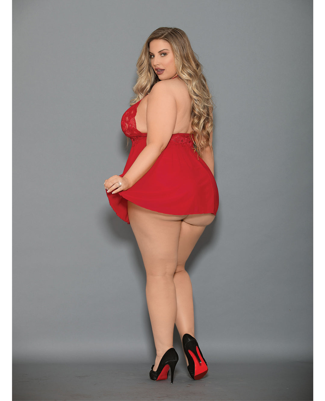 Euphoria Shorty Babydoll &amp; Open Panty Red QN