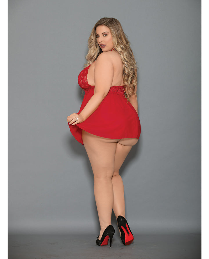 Euphoria Shorty Babydoll &amp; Open Panty Red QN