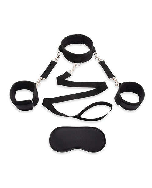 Lux Fetish Collar &amp; Leash Set w/Removeable Cuffs