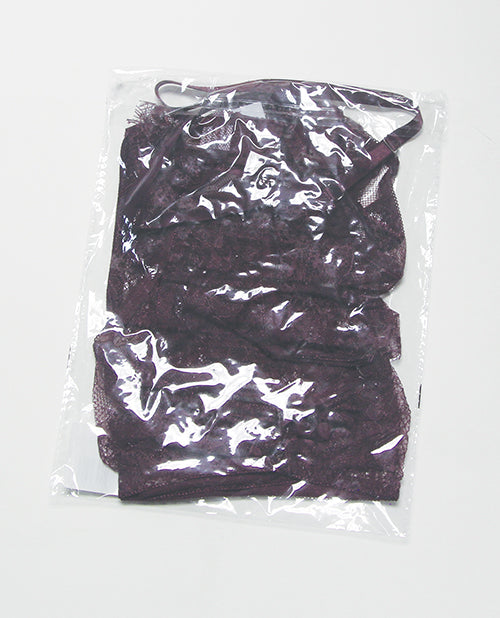Anna Eyelash Lace Cami Top w/Thong 2 pc Set - Merlot XL