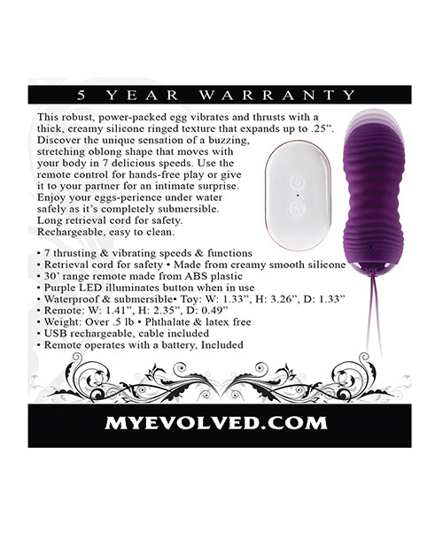 Evolved Eager Egg Vibrating &amp; Thrusting Egg w/Remote - Purple
