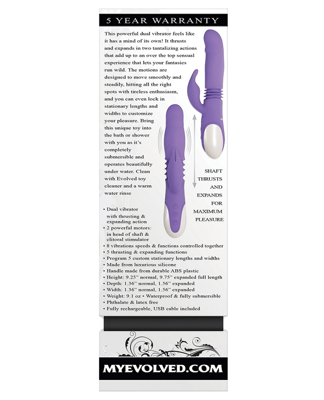 Evolved Thick &amp; Thrust Bunny Dual Stim Rechargeable - Purple