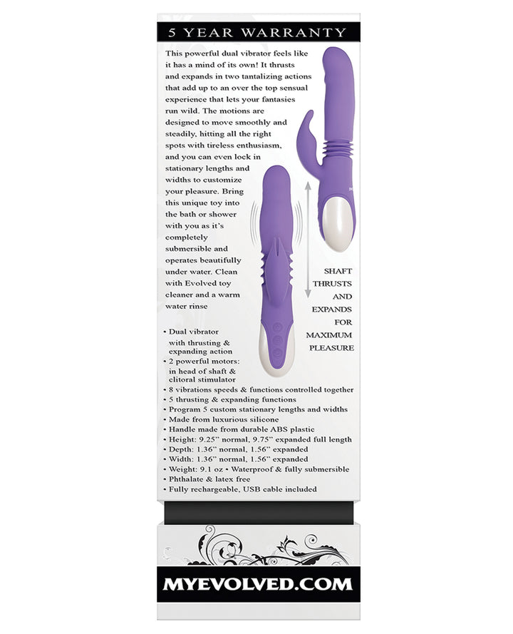 Evolved Thick &amp; Thrust Bunny Dual Stim Rechargeable - Purple