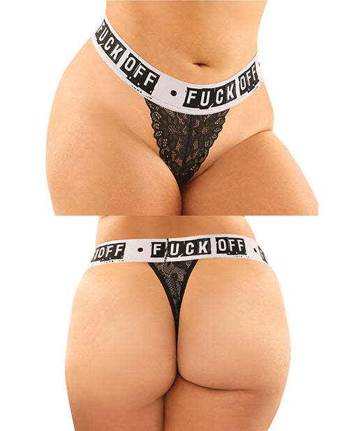 Vibes Buddy Fuck Off Lace Boy Brief &amp; Lace Thong Black QN