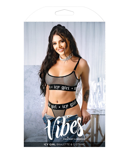 Vibes Icy Girl Metallic Fishnet Bralette &amp; G-String Black L/XL