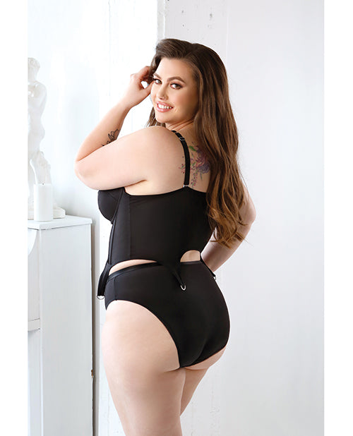 Curve Sloan Cropped Bustier Top &amp; Panty Black 3X/4X
