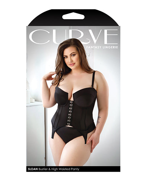 Curve Sloan Cropped Bustier Top &amp; Panty Black 3X/4X