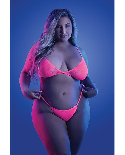 Glow Come Alive Suspender Stockings, Bralette &amp; G-String Multi Color QN