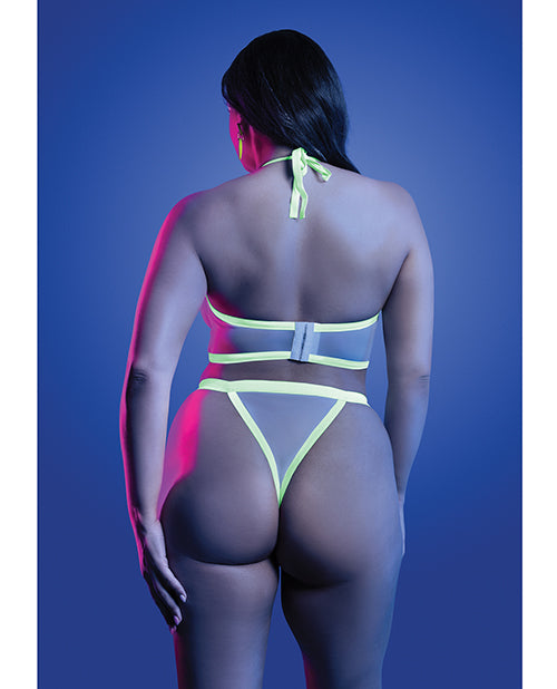 Supernatural Glow-in-the-Dark Zipper Bralette &amp; Thong - White QN