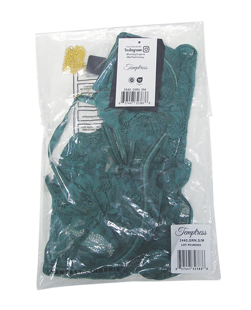 Temptress Aerin Lace Teddy w/Removable Chain - Green 1X/2X