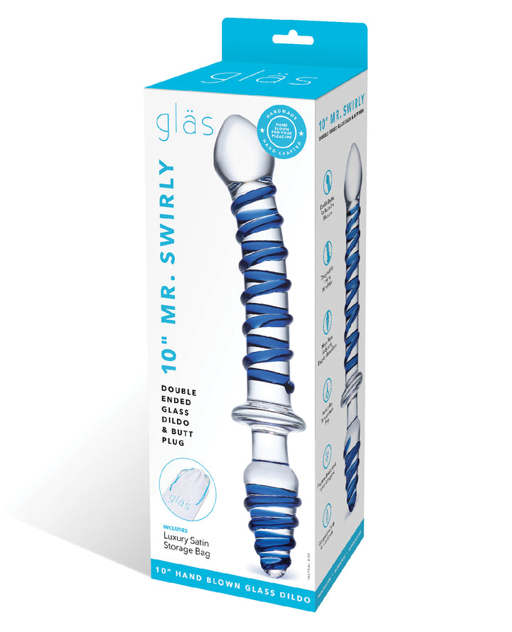Glas 10" Mr. Swirly Double Ended Glass Dildo &amp; Butt P