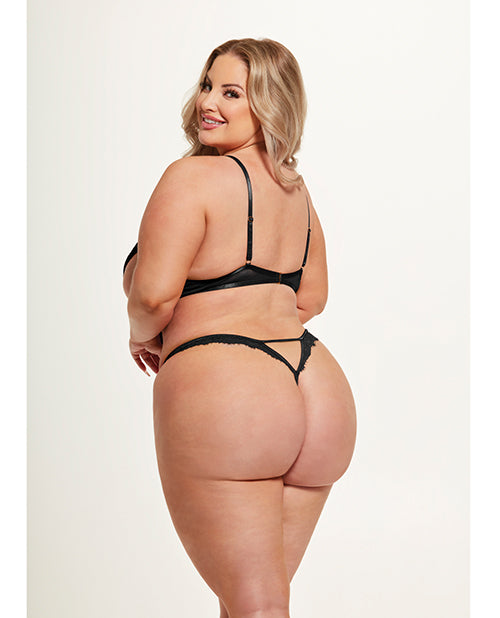 Nadia Lace &amp; Mesh Cutout Teddy - Black 1X/2X