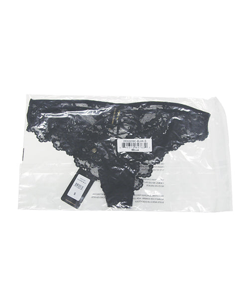 Bella Lace Up Tanga Panty w/Jewel Detail - Black XL