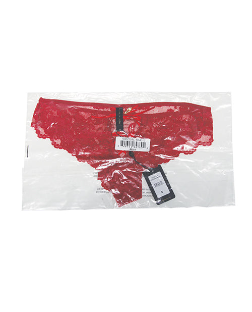 Bella Lace Up Tanga Panty w/Jewel Detail - Red 3X/4X