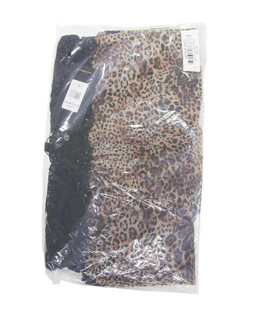 Felicia Mesh and Lace Babydoll w/G-String 2 pc Set - Leopard 1X/2X