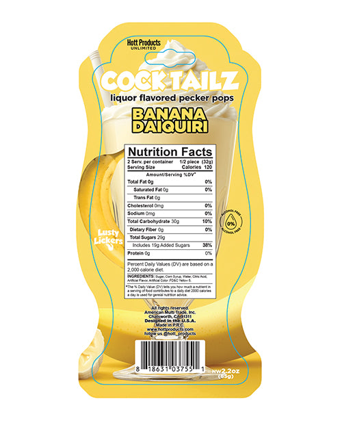 Cock Tailz Liquor Flavored Pecker Pops - Banana Daiquiri Yellow/White Stripe