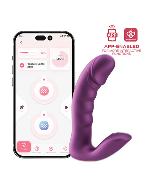RORA 2 Pressure Sensing App-Controlled Rotating G-Spot Vibrator &amp; Clitoral Stimulator - Purple