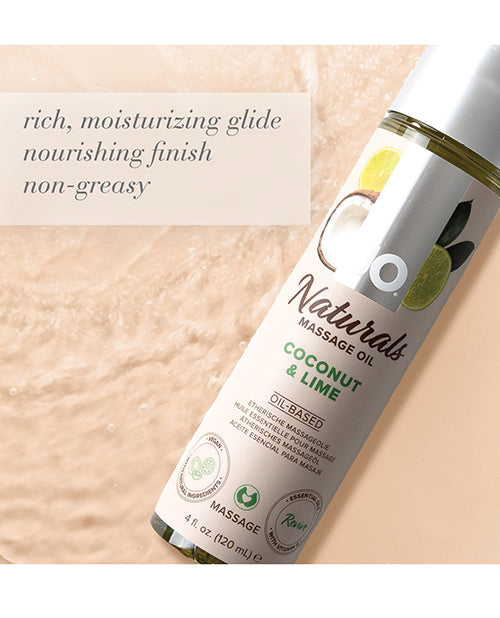 JO Naturals Massage Oil - Coconut &amp; Lime 4 oz Bottle