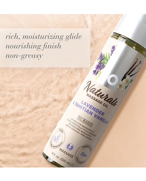 JO Naturals Massage Oil - Lavender &amp; Vanilla 4 oz Bottle