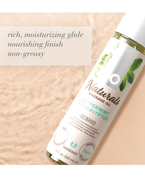 JO Naturals Massage Oil - Peppermint &amp; Eucalyptus 4 oz Bottle