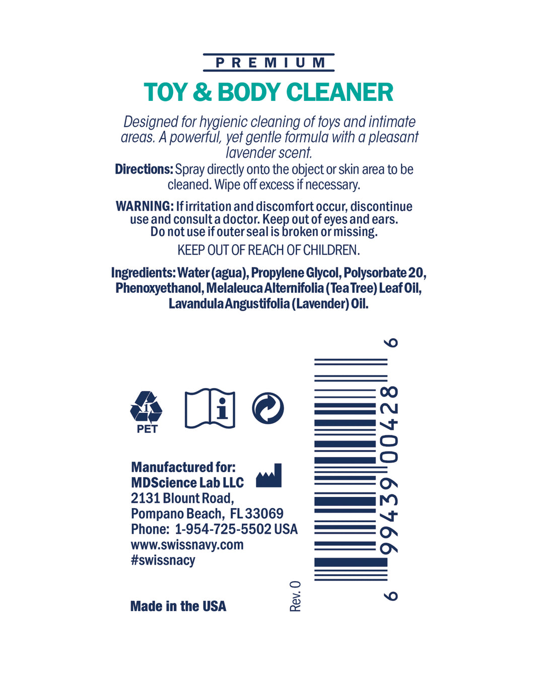 Swiss Navy Toy &amp; Body Cleaner - 1 oz