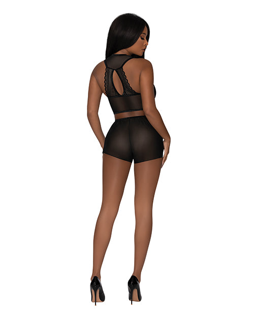 Modern Romance Tie Front Halter &amp; Tap Pant Black L/XL