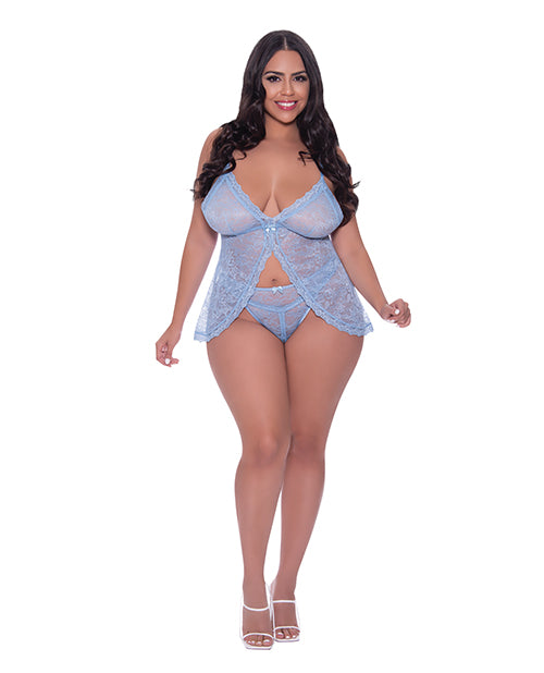 Ooh La Lace Babydoll &amp; Split Crotch Panty Periwinkle QN